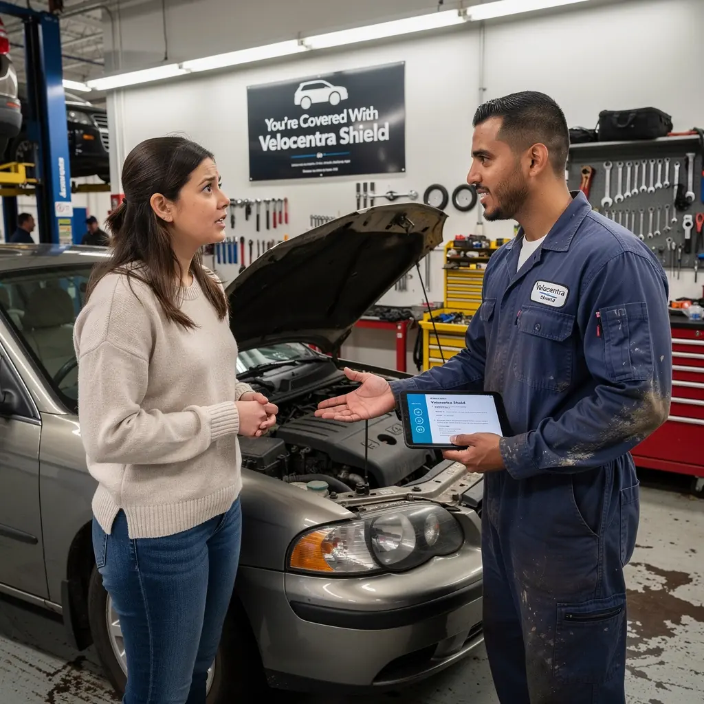 Zadowolony kierowca korzystający z pomocy drogowej w trudnej sytuacji.